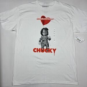 Child's Play Chucky T-Shirt Mens Large Friends Till The End Short Sleeve Tee NEW